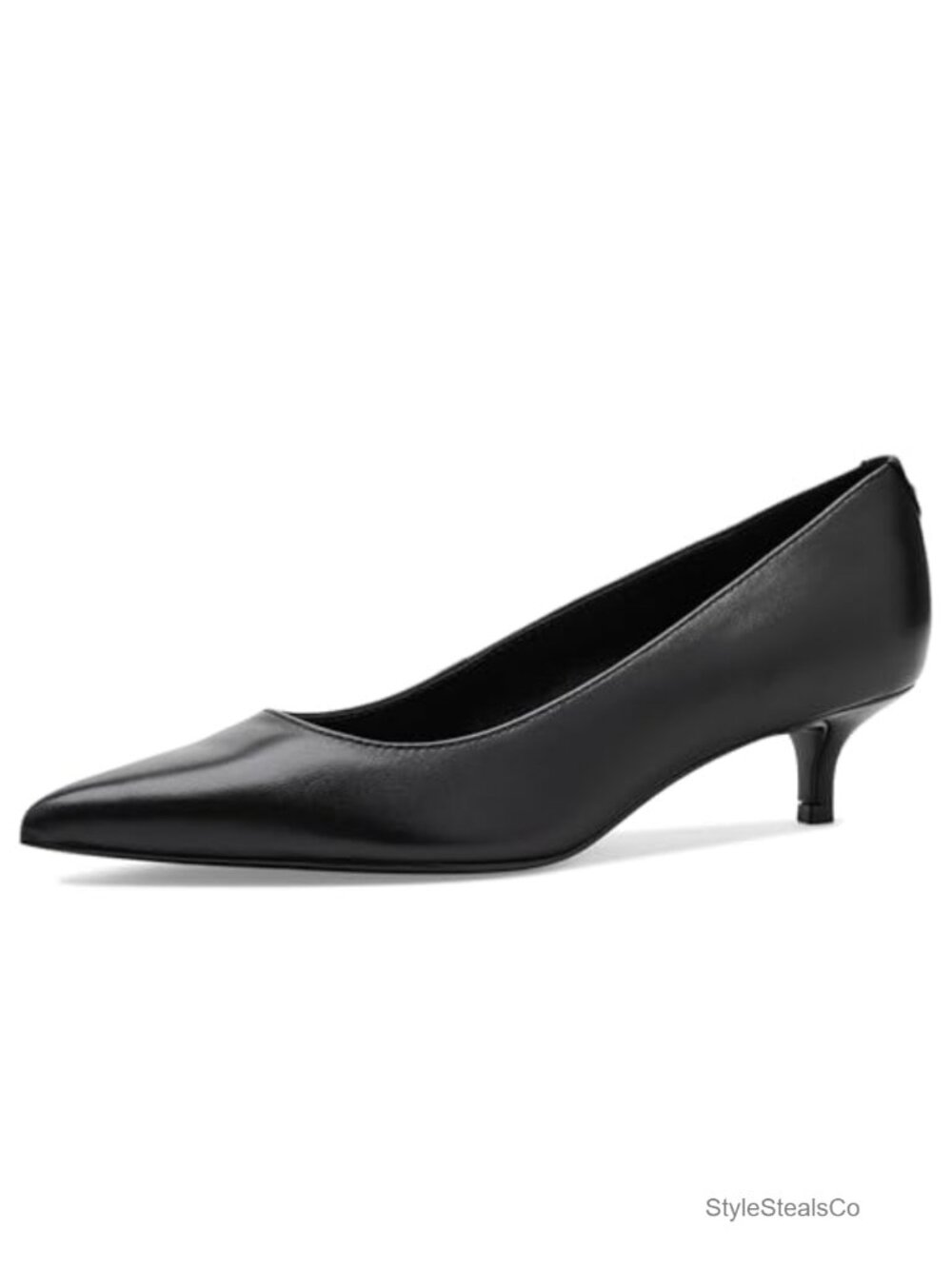 Kitten Heel Pointed Toe Slip On Dress Pumps Leather